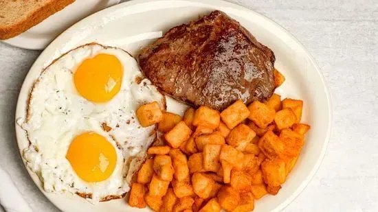 Carne Asada and Eggs Plate 