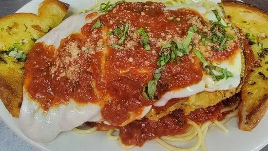 Eggplant Parmesan with Spaghetti