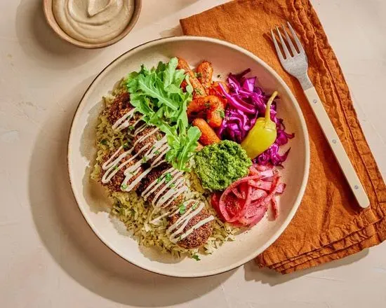 Green Falafel Rice Plate