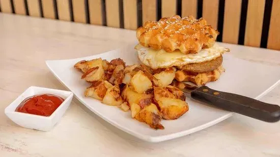 Sausage Waffle Sandwich