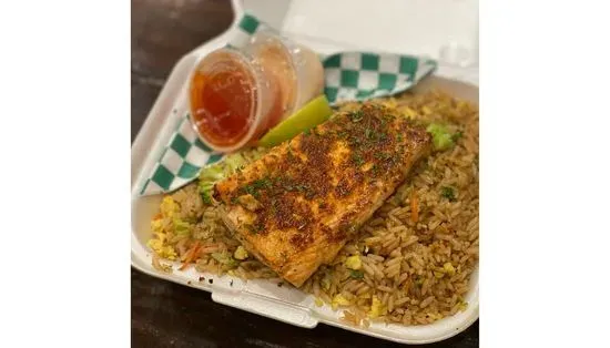 Grilled Salmon & Shrimp Fried Rice