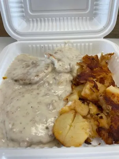 Sausage Gravy over Biscuits