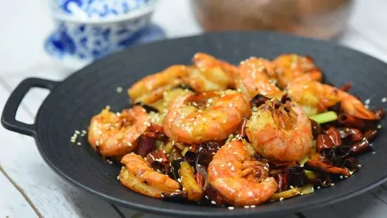 *Spicy Prawns in Clay Pot 麻辣香鍋蝦