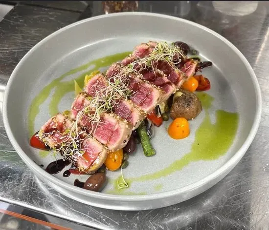 Ahi Tuna with Mediterranean ingredients