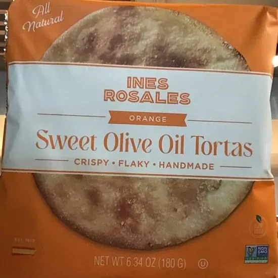 Sweet olive oil tortas Ines Rosales with Spanish oranges