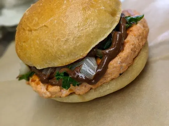 Black Garlic Salmon Burger