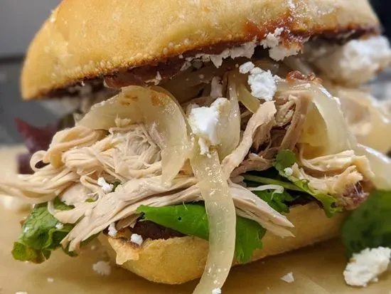 Apple Butter Shredded Chicken Sandwich.