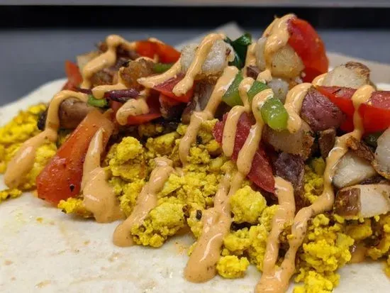 Tofu Scramble Burrito. (V)