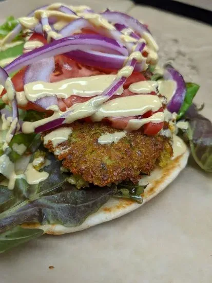 Pan Fried Falafel. (V)