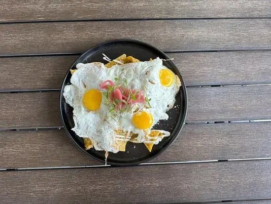 Sunny Eggs Over Chilaquiles