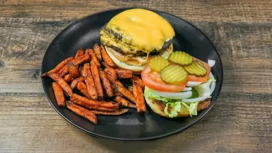 Jerk Burger with Fries