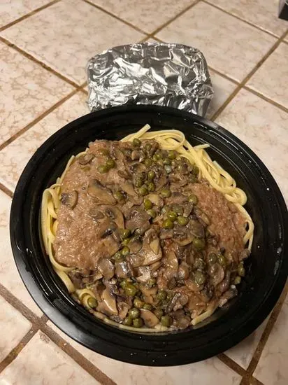 Veal Piccata on a Bed of Linguini