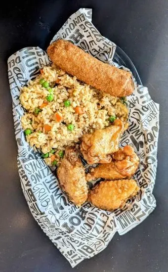 4pc Bone In with stir fried rice and 1pc eggroll