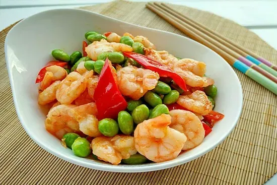 T19. Stir-fried Edamame w/ Shrimp清炒毛豆虾仁