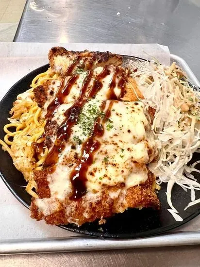 Chicken Cheese Katsu Garlic Noodles