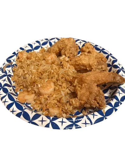 Chicken Wings with Shrimp Fried Rice