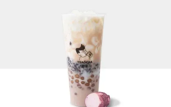 Taro Milk Green Tea W. Bubble & Purple Rice