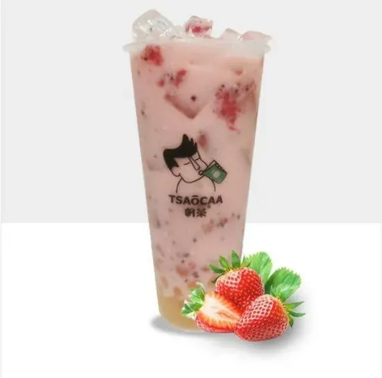 Strawberry Milk Green Tea W.crystal Pearl