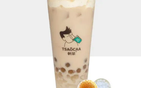 Milk Black Tea W. Crystal Pearl & Bubble & Milk Foam & Torched Sugar