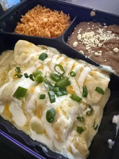 Pepper Jack Enchilada with 2 Sides