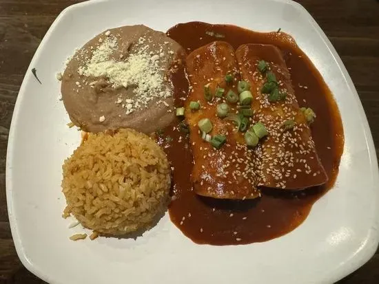 Chocolate Mole Enchilada with 2 Sides