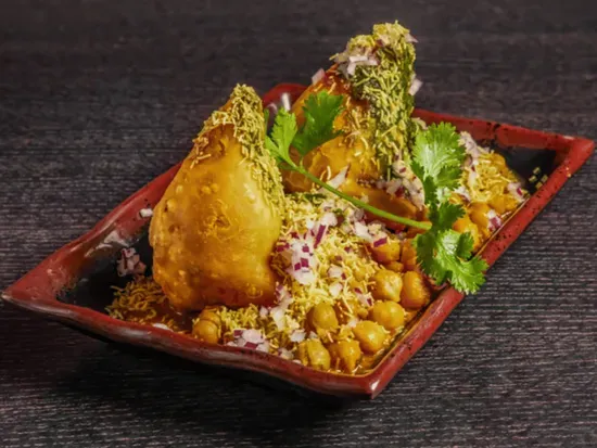 Samosa Chaat with Chole