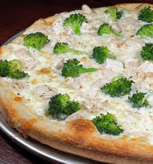 Chicken Broccoli Alfredo Pizza