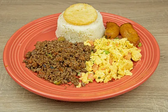 Carne Molida, Arroz & Huevos Pericos