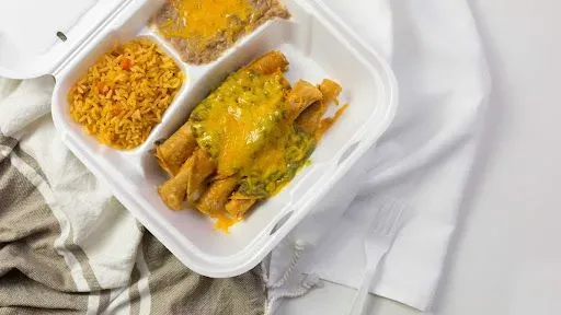 Four Rolled Tacos Combination Plate