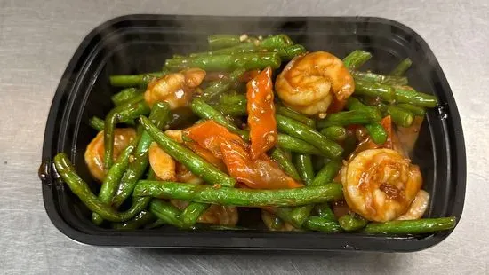 string beans with prawns