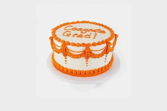 Orange & White Graduation Vintage Cake