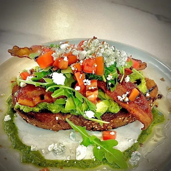 Avo Bacon Blue Cheese Toast