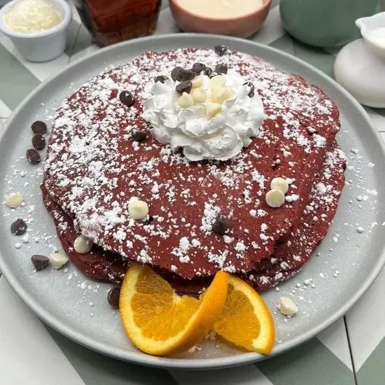 Short Stack Red Velvet Chocolate Chip Pancakes