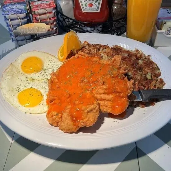 Buffalo-Style Crispy Chicken Breast & Eggs