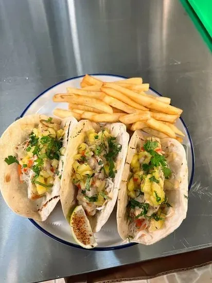 Fried Snapper Tacos w/fries