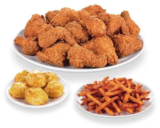 12 PC Chicken Mix, 6 PC Chicken Tenders, 6 Biscuits & Potato Wedges