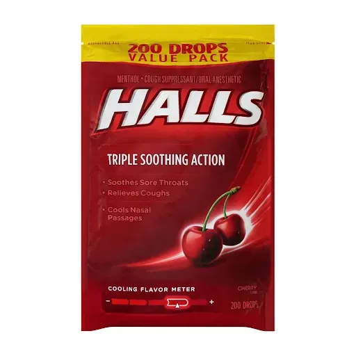 Halls Cherry Cough Drops Bag