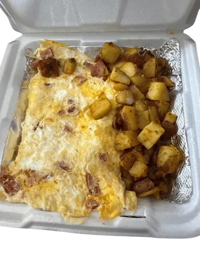 3 Large Egg Omelet or Skillet with Meat & Cheese