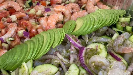 1/2 Ceviche de Camarón cocido 1/2 Aguachile