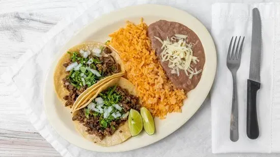 Two Tacos W Rice & Beans