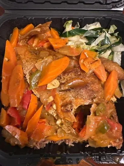 Brown Stew Fish (Red Snapper)