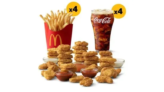 40 pc. Chicken McNuggets® and 4 Medium Fries with 4 Drinks Meal