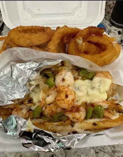 shrimp  philly  with wings （6 pieces）