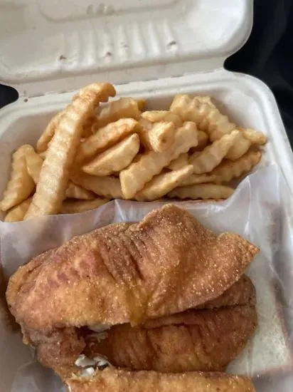 2pc Fish & 5pc Party Wings W/fries & Can Soda