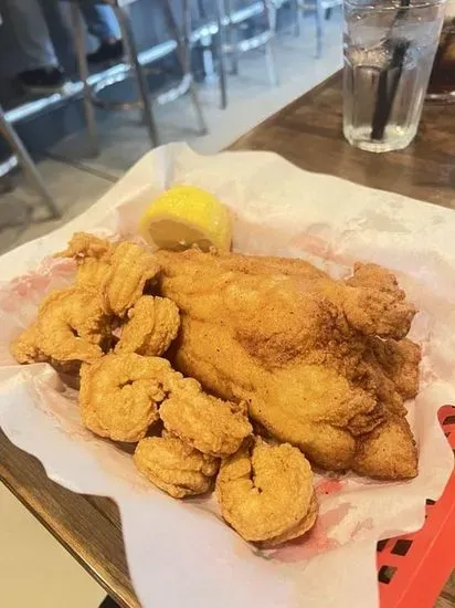 10 pieces of shrimp with 2  catfish fillets