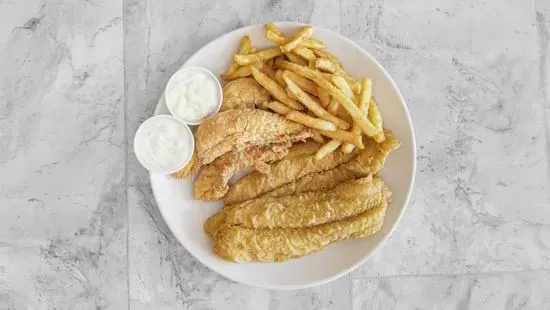 2 catfish fillet with 3 chicken tenders