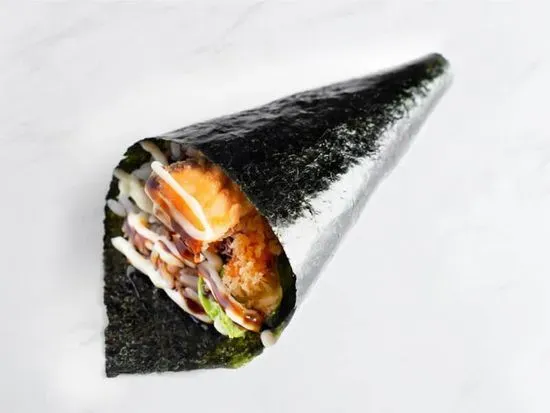 Spicy Salmon Crunchy Hand Roll*