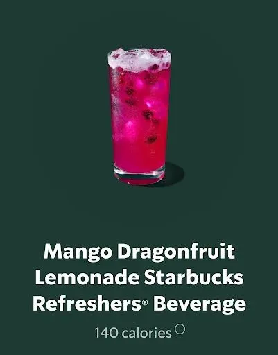 Mango Dragonfruit Lemonade Starbucks Refreshers Beverage