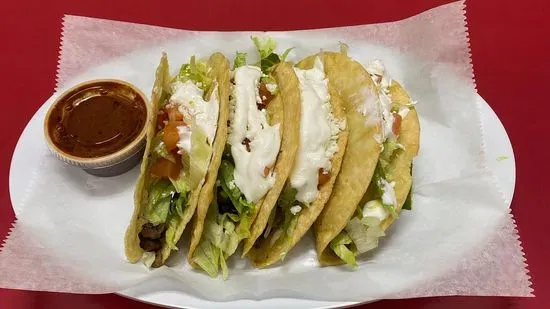 4  Chicken Chalupas( Hard shell taco)