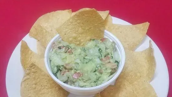 Largue guacamole whit chips amole Grande)